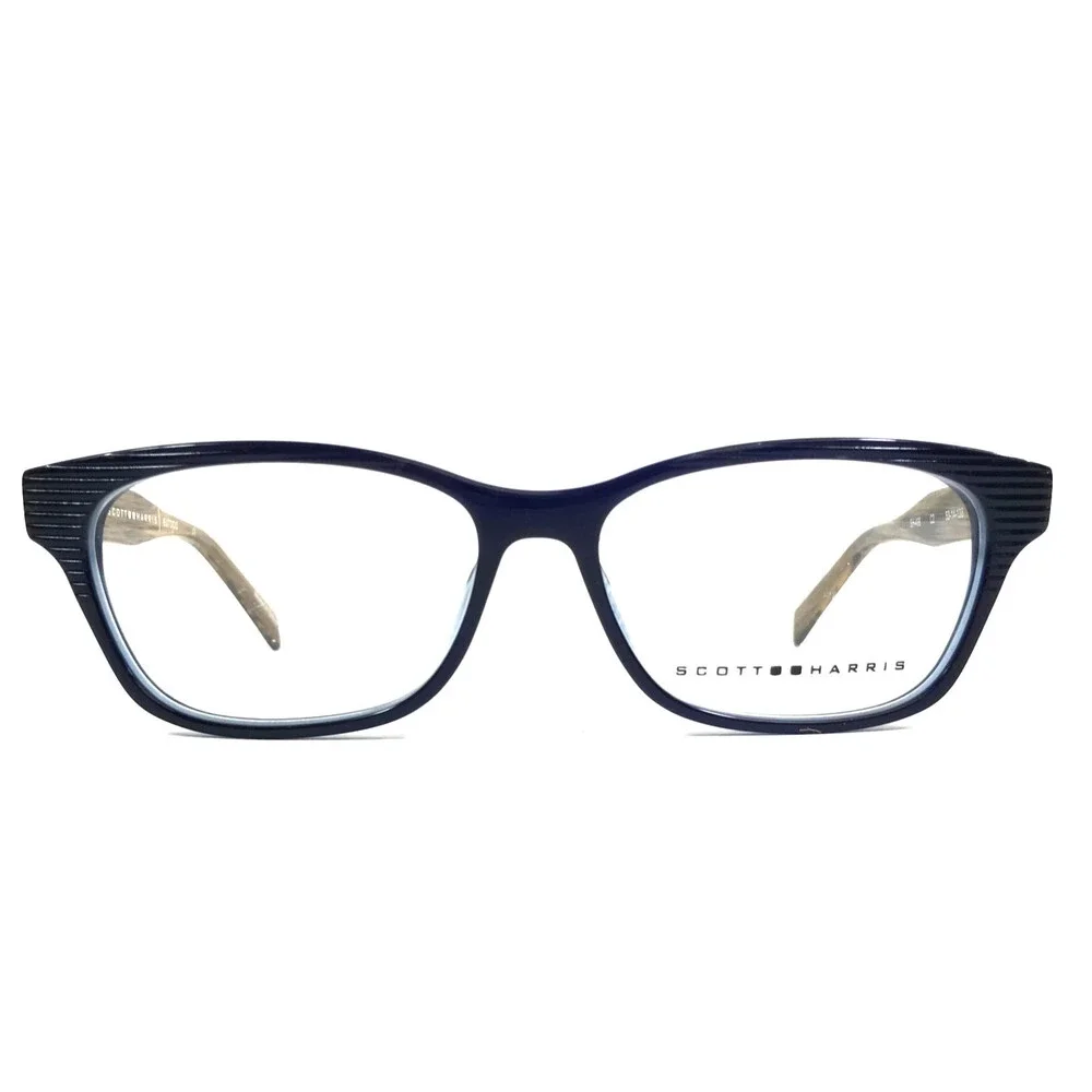 Scott Harris Eyeglasses Frames SH-498 C2 Blue Brown Cat Eye Full Rim 53-14-138